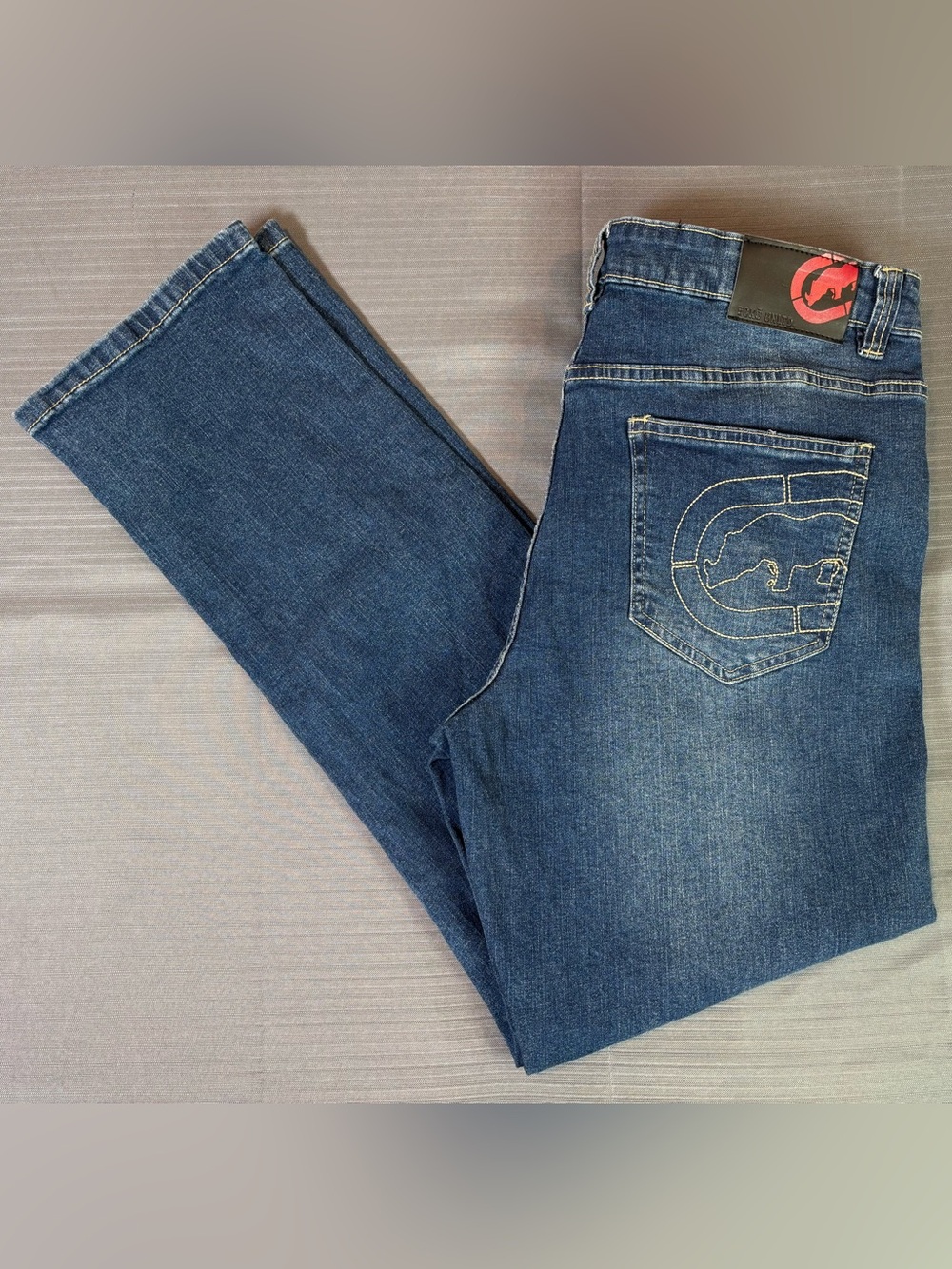 Ecko Unltd Jeans Men’s 34 Athletic Fit Straight Blue Denim Hip Hop Streetwear